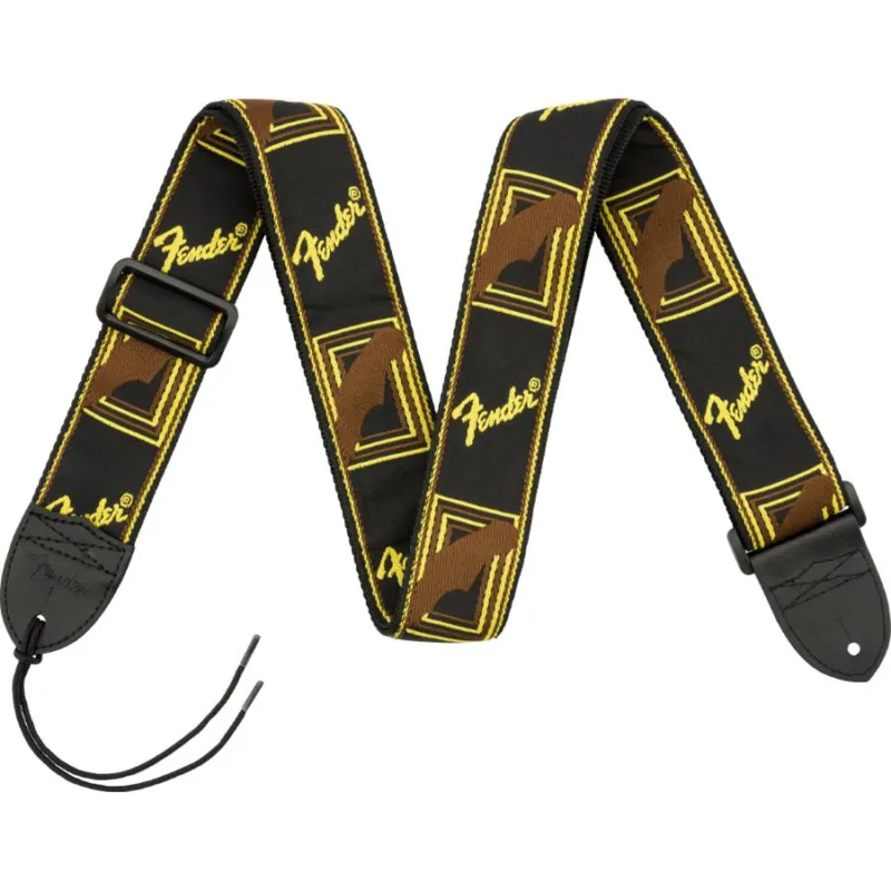 FENDER Monogrammed Strap Black/Yellow/Brown 2" Nuova Collezione