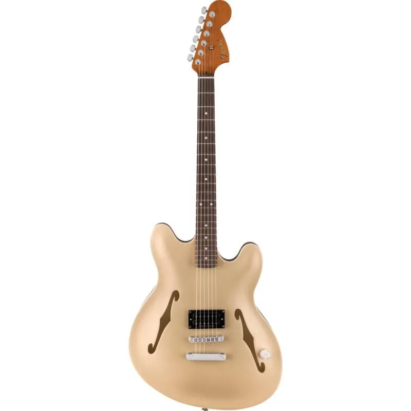 Must-Have Fender Tom DeLonge Starcaster Chrome Hardware Satin Shoreline Gold