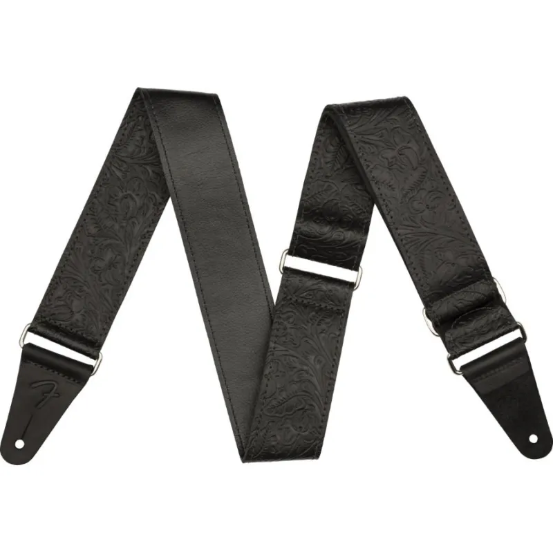 A Buon Prezzo FENDER Tooled Leather Guitar Strap Black 2"