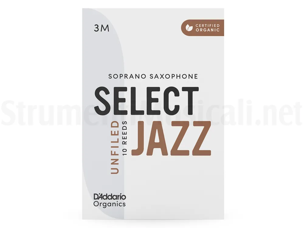 D‘ADDARIO Organic Select Jazz Unfiled Soprano Sax Reeds 3 Medium (10-pack) Occasione Imperdibile