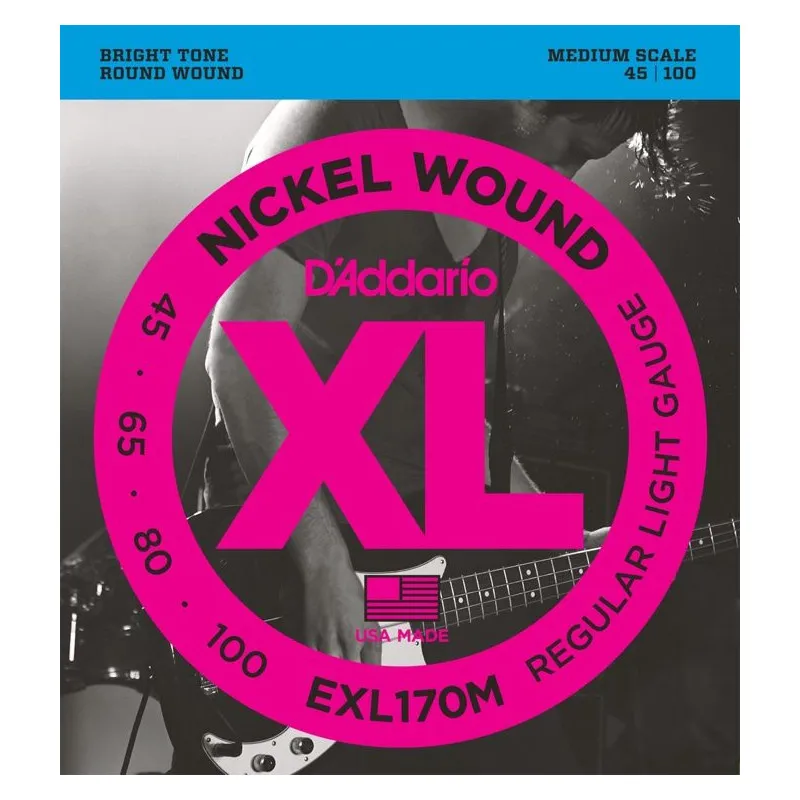 D‘ADDARIO EXL170M 45/100 NICKEL BASS STRINGS - MEDIUM SCALE Spedizione Espresso