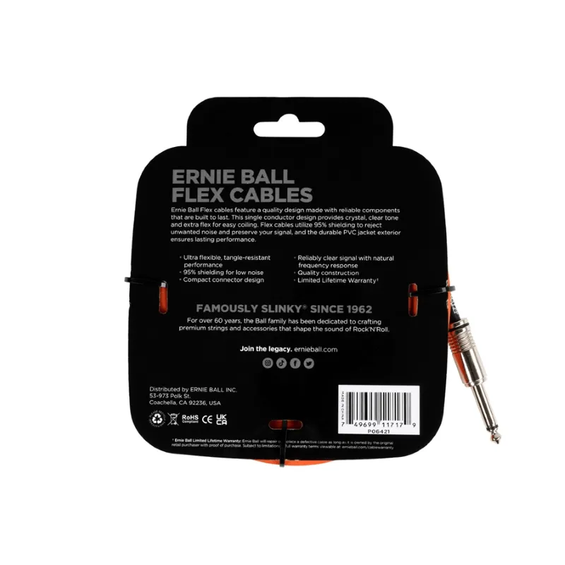 Ernie Ball 6421 Flex Cable Orange 6m Offerta Limitata