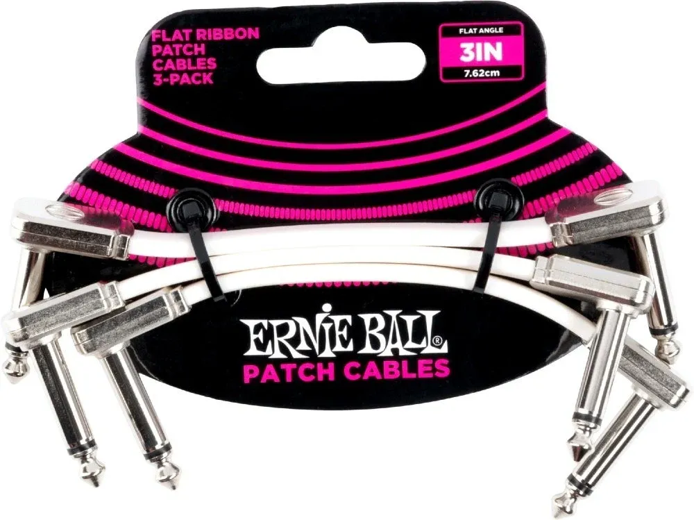 Ernie Ball EB-6384, Flat Patch Cable 7.5 cm, White 3-pack Must-Have