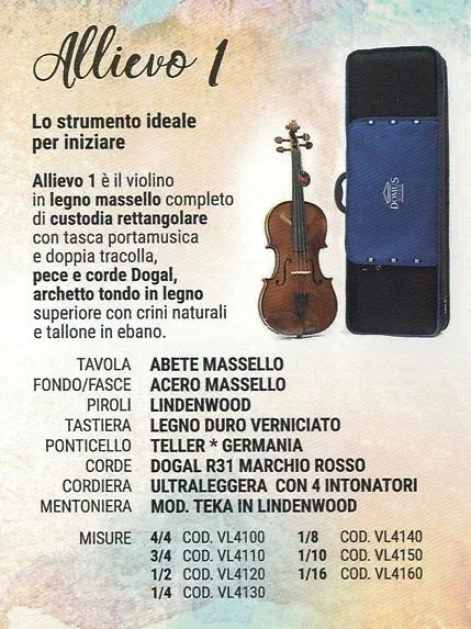Offerta Lampo DOMUS MUSICA VL4110 ALLIEVO 1 VIOLINO DA STUDIO 3/4 CON CUSTODIA VL-4110