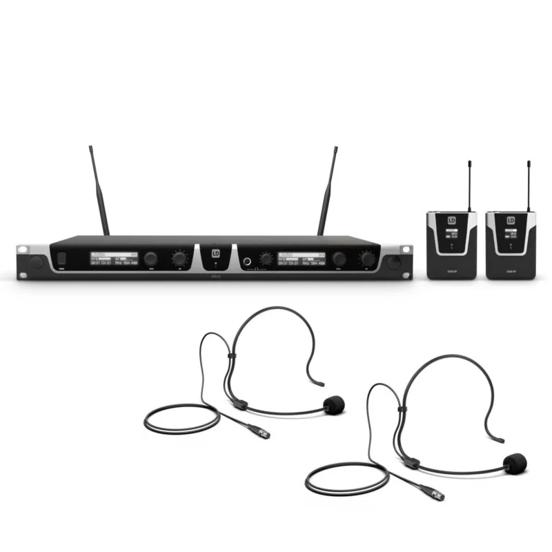 Ultimissimo Modello LD SYSTEMS U508 BPH 2 - Dual - Sistema per Radiomicrofono con 2 x Bodypack e 2 x Headset - 823 - 832 MHz + 863 - 865 MHz